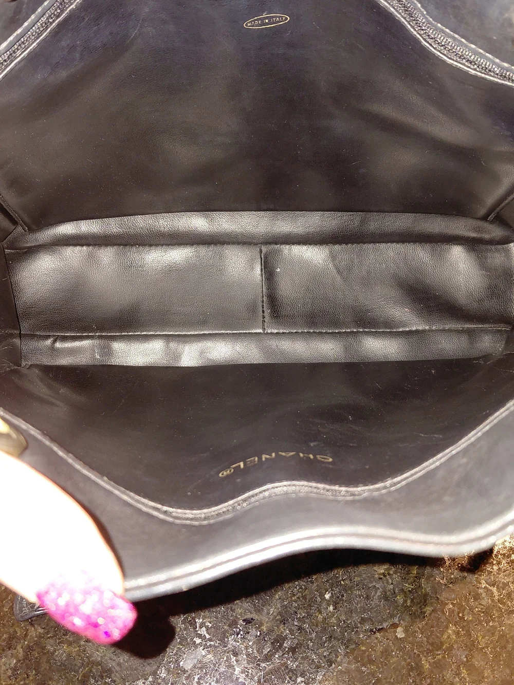 CHANEL Black Matelasse Chain Coco Mark Lambskin Leather GVC!